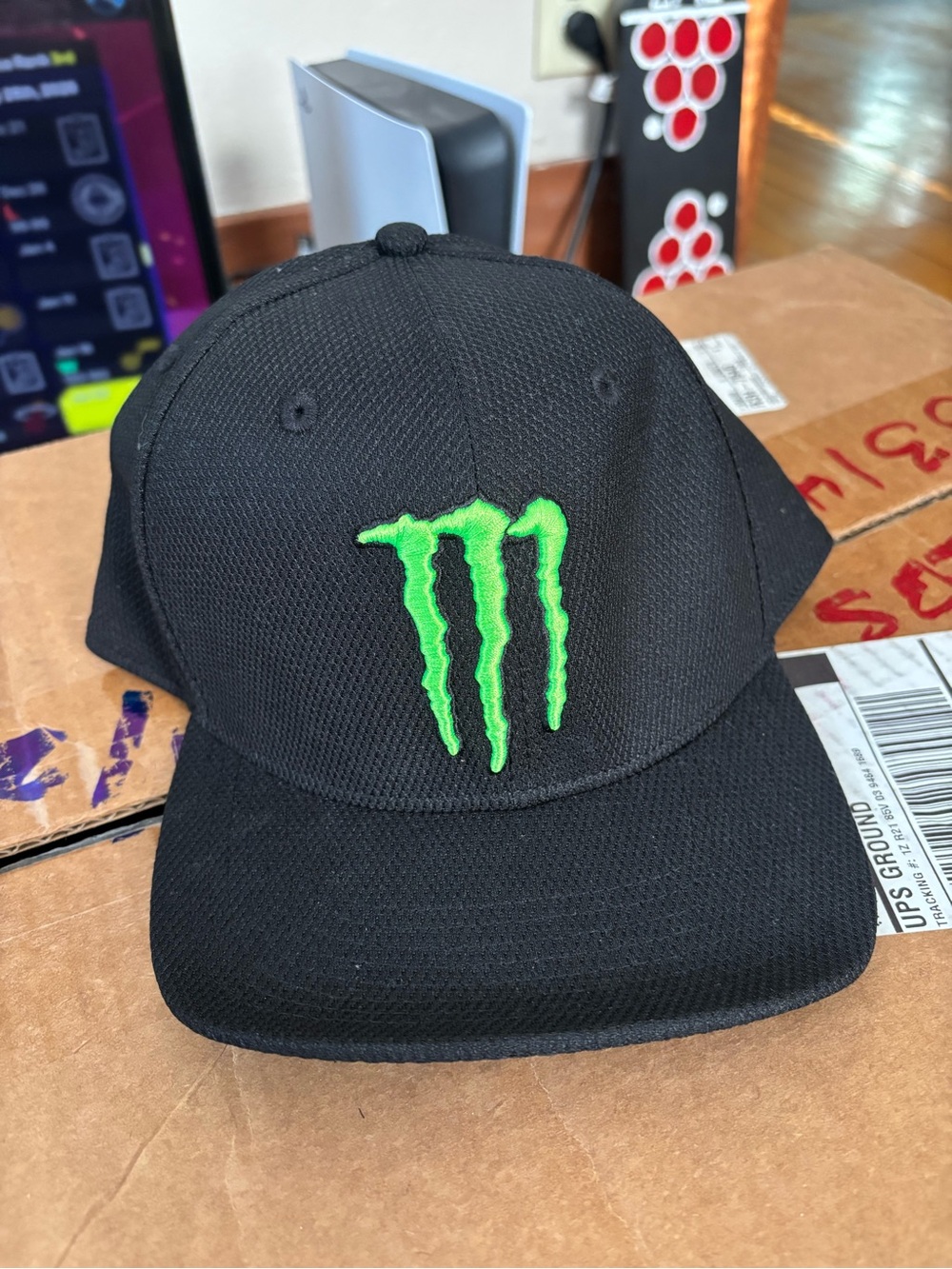Monster Energy Black Snapback Hat with Green Logo